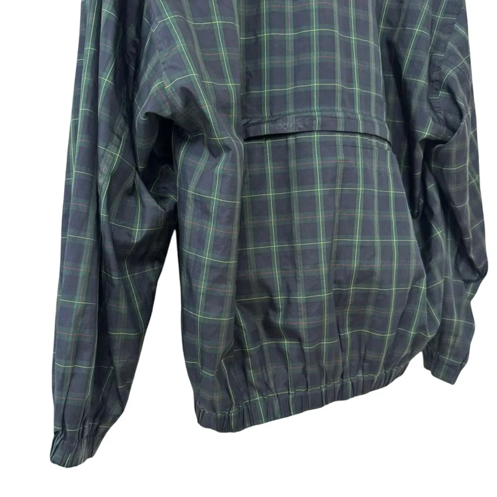 Tommy Hilfiger Golf 1/4 Zip Pullover Windbreaker Navy Plaid Jacket Hooded sz XXL